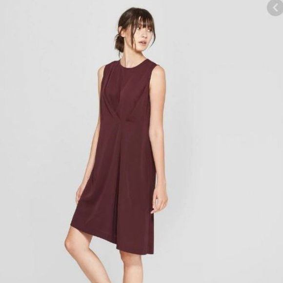 Luxury Wine Draped Dress-74-534 - Picture 1 of 2